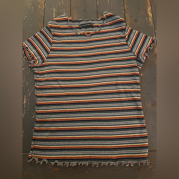 Brandy Melville Multicolor Striped Long Sleeve Top - Picture 2 of 4